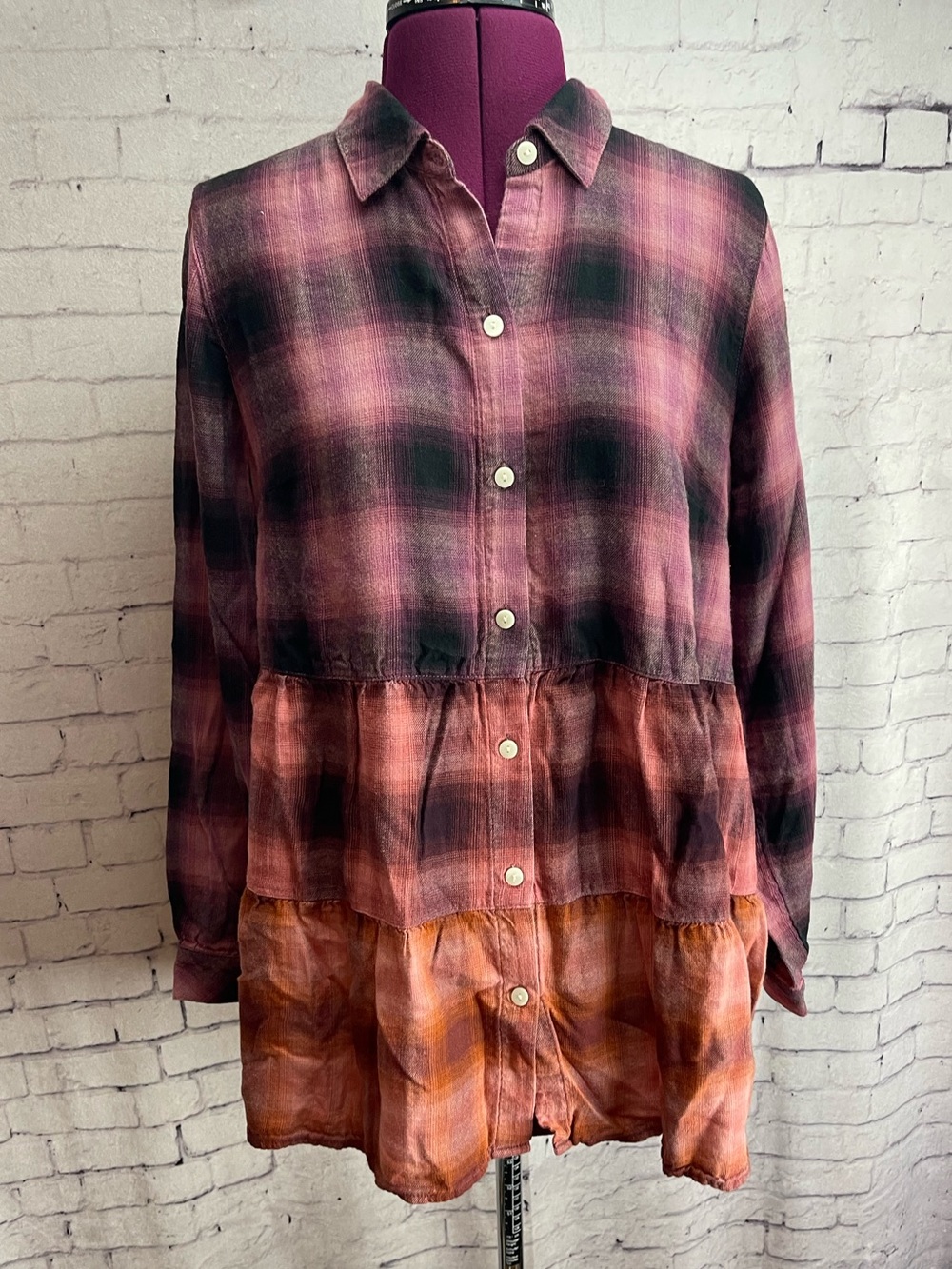 J. Jill size small ombre plaid flannel tunic top